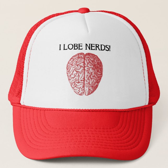 I Lobe Nerds Love Funny Ball Cap Hat (Front)