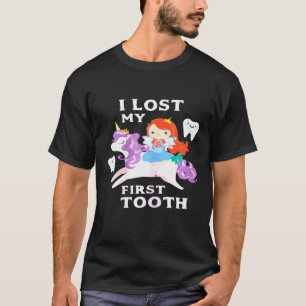 I Lost My First Tooth Baby Teeth Out Fairy Unicorn T-Shirt
