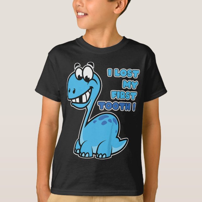 I Lost My First Tooth - Cute Dinosaurs T-Shirt (Front)