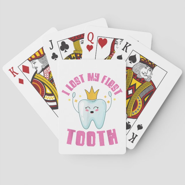 I Lost My First Tooth Teeth Out Kids Gift  Playing Cards (Back)