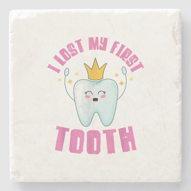I Lost My First Tooth Teeth Out Kids Gift  Stone Coaster (Front)