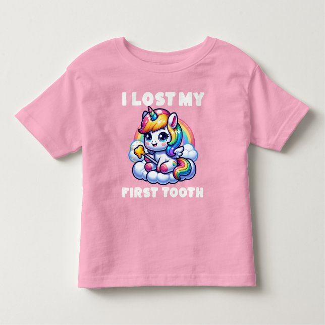I Lost My First Tooth Unicorn Tooth Fairy Toddler T-Shirt (Front)