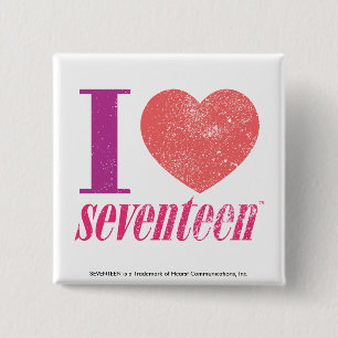 I Love 17 15 Cm Square Badge