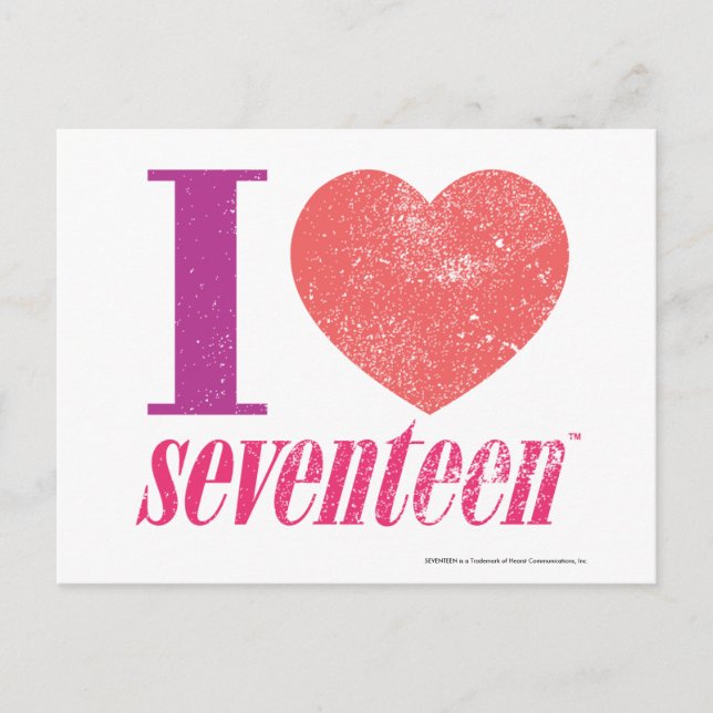 I Love 17 Postcard (Front)
