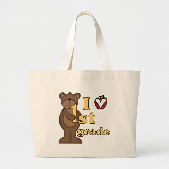 I Love 1st Grade Tshirts and Gifts Large Tote Bag (Front)