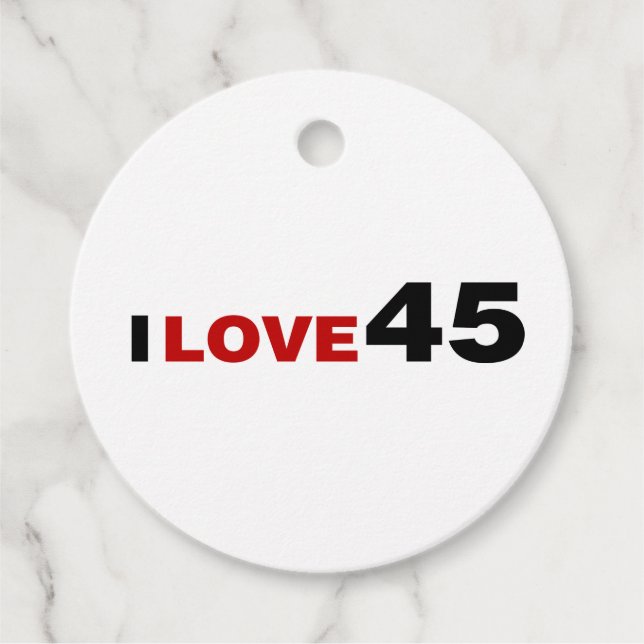 I Love 45 Favour Tags (Front)