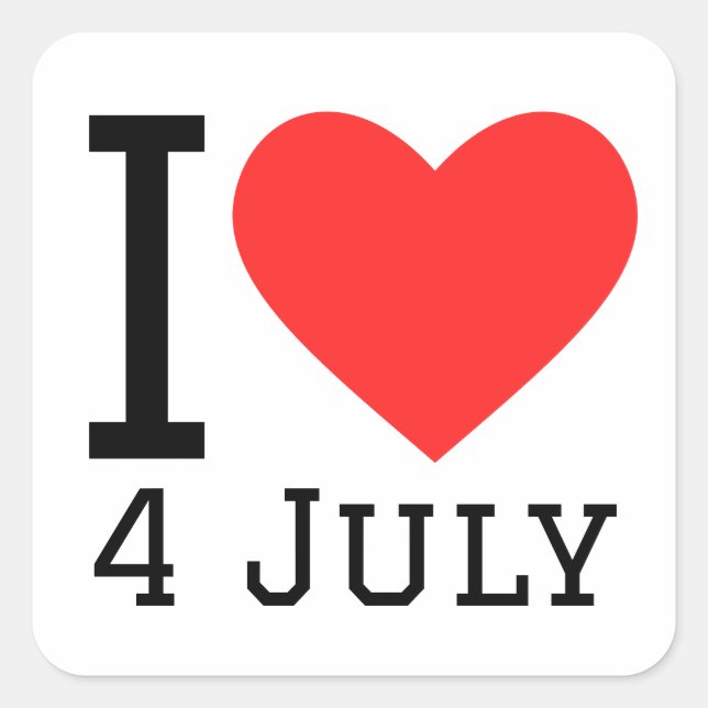 I love 4 July Square Sticker (Front)