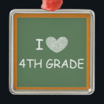 I Love 4th Grade Metal Tree Decoration<br><div class="desc">This product displays a chalkboard with the text: I [heart] 4TH GRADE.  This is a cute gift for teacher appreciation week,  Christmas,  or the last day of school.</div>