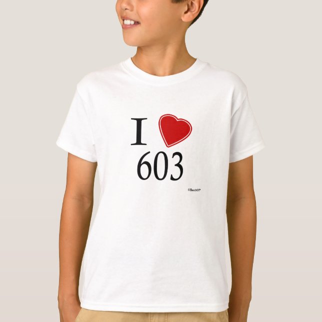 I Love 603 Manchester T-Shirt (Front)