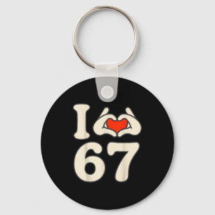 I Love 67 Retro Hand Heart Number Design  Key Ring