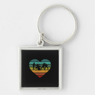 I Love 70s Music Band Vintage Heart Key Ring