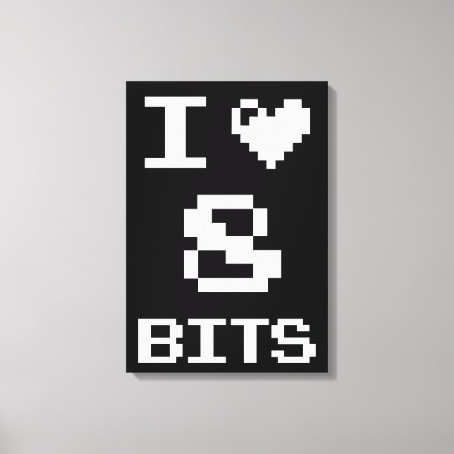I Love 8 Bits, gamer geek design Canvas Print (Front)