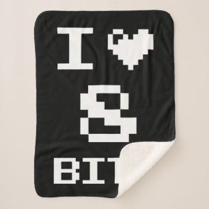 I Love 8 Bits, gamer geek design Sherpa Blanket