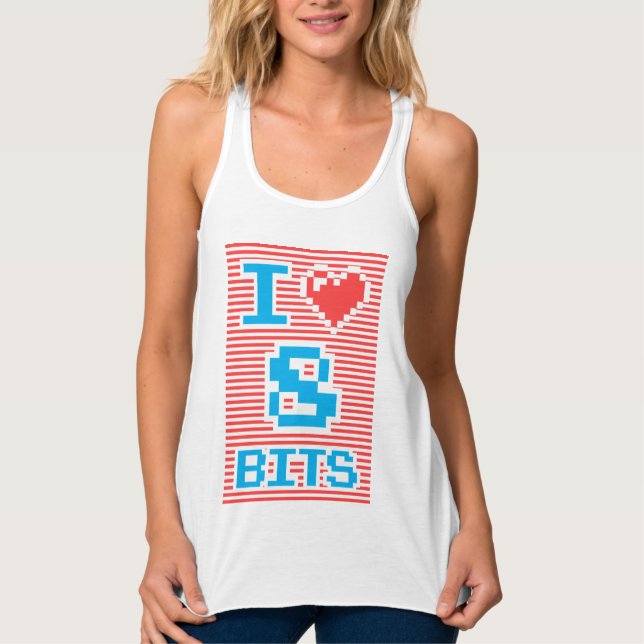 I Love 8 Bits, geek, nerd, Singlet (Front)