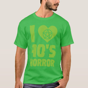 I Love 90s Horror Heart Pentagram Funny Movie Hall T-Shirt