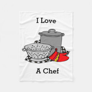 I Love A Chef Cooking Pot Fleece Blanket
