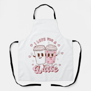 I Love a Latte Groovy Bubble Tea Valentine Lovers Apron