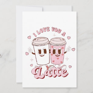 I Love a Latte Groovy Bubble Tea Valentine Lovers Holiday Card