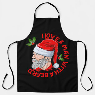 I Love A Man With A Beard Hipster Santa Claus Apron
