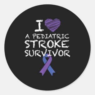 I Love A Paediatrics Stroke Survivor Awareness Rib Classic Round Sticker