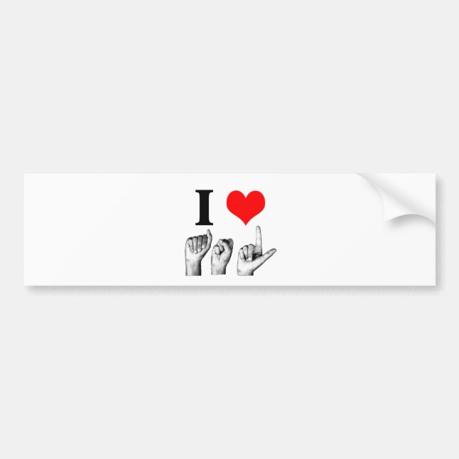 I Love A-S-L Bumper Sticker (Front)