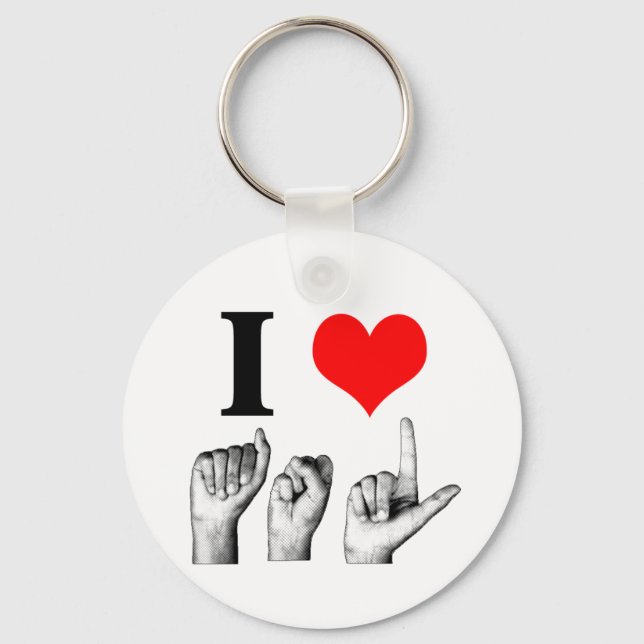 I Love A-S-L Key Ring (Front)