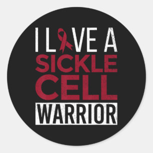 I Love A Sickle Cell Warrior Awareness Month Ribbo Classic Round Sticker