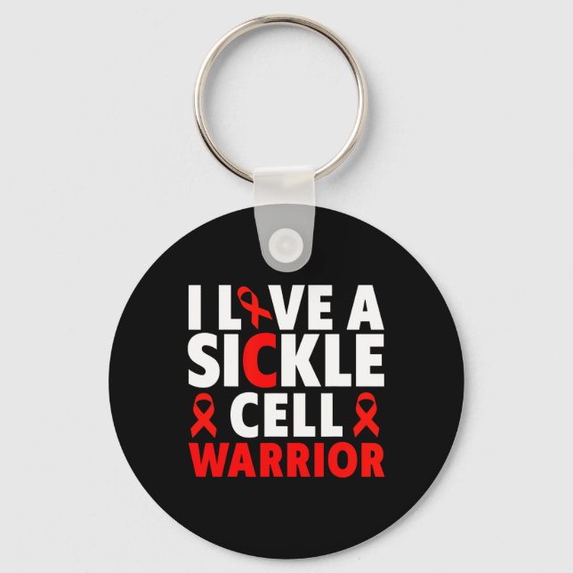 I Love a Sickle Cell Warrior - Sickle Cell Awarene Key Ring (Front)