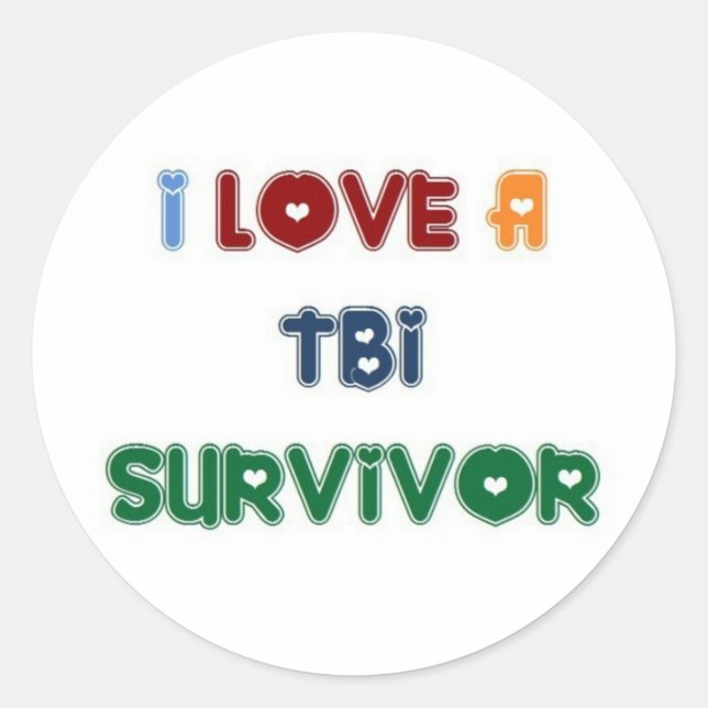 I LOVE A TBI SURVIVOR CLASSIC ROUND STICKER (Front)