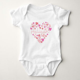 I love Aaliyah hearts in pink Baby Bodysuit