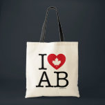 I Love AB | I Love Alberta Canada Custom Tote Bag<br><div class="desc">Let everyone know how much you love the city of Alberta with this customisable "I Love AB" tote bag featuring retro typography and maple leaf heart accent. Personalise by adding your name. Other countries,  states,  provinces and cities are available.</div>