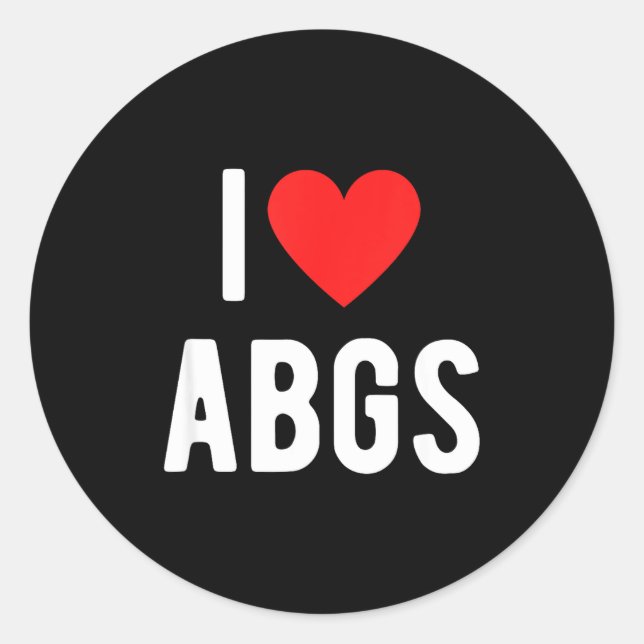 I Love Abgs Cute Heart Graphic Valentines Day  Classic Round Sticker (Front)