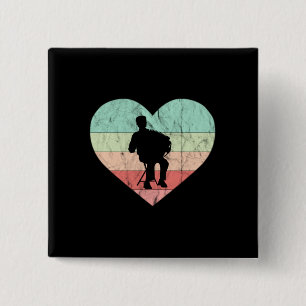 I Love Accordion Retro Vintage Heart 15 Cm Square Badge