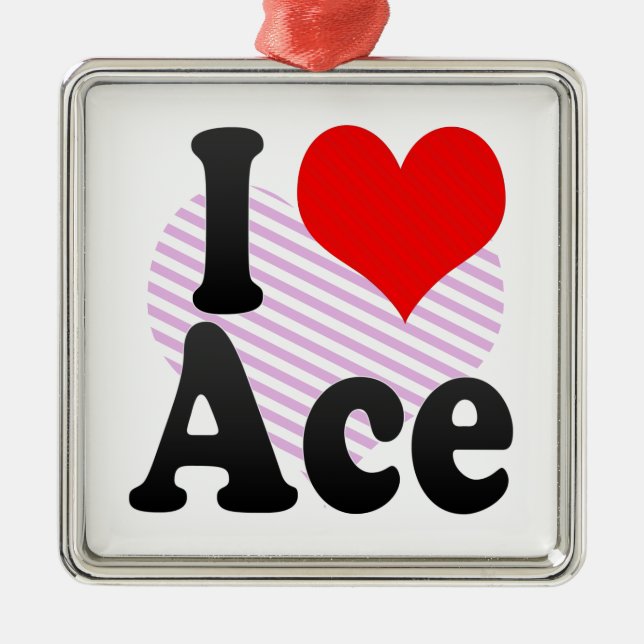 I love Ace Metal Tree Decoration (Front)
