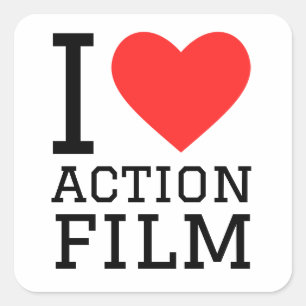 I love action film square sticker