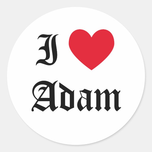 I Love Adam Classic Round Sticker (Front)