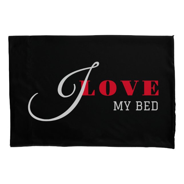 I love ( add your text) Black Valentine Gift Pillowcase (Front)