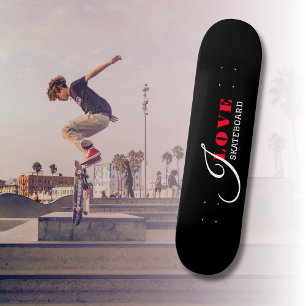 I love ( add your text) Black Valentine Gift Skateboard