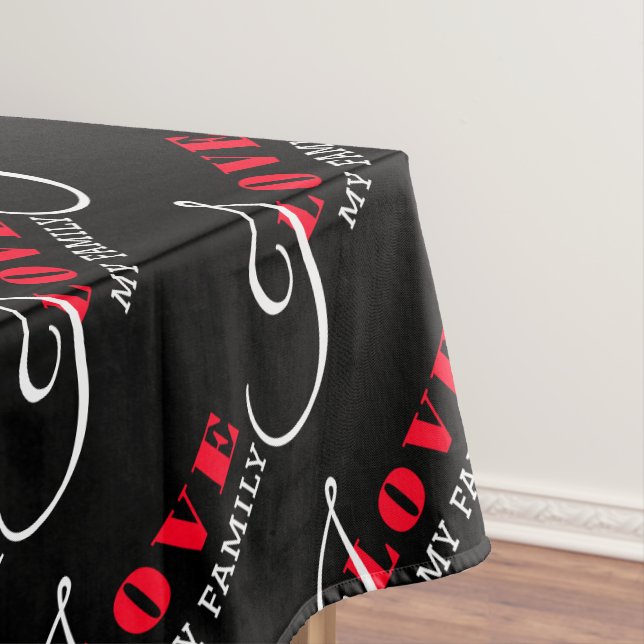 I love ( add your text) Black Valentine Gift Tablecloth (In Situ)