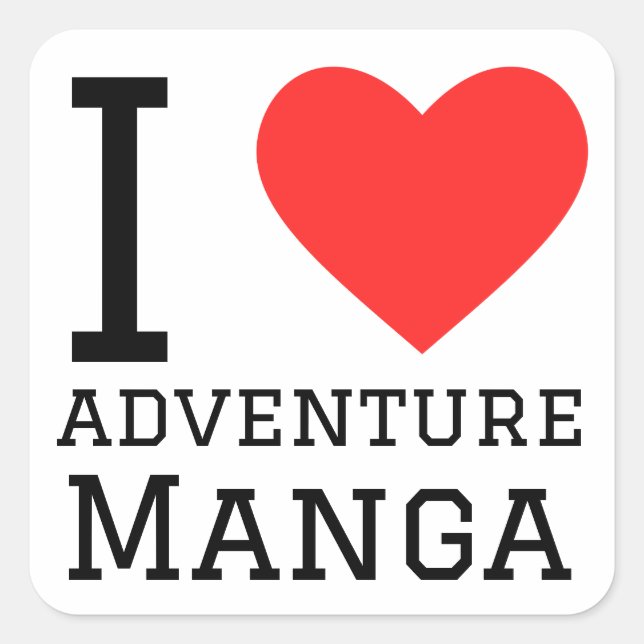 I love adventure manga  square sticker (Front)