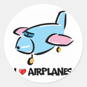 I Love Aeroplanes Classic Round Sticker