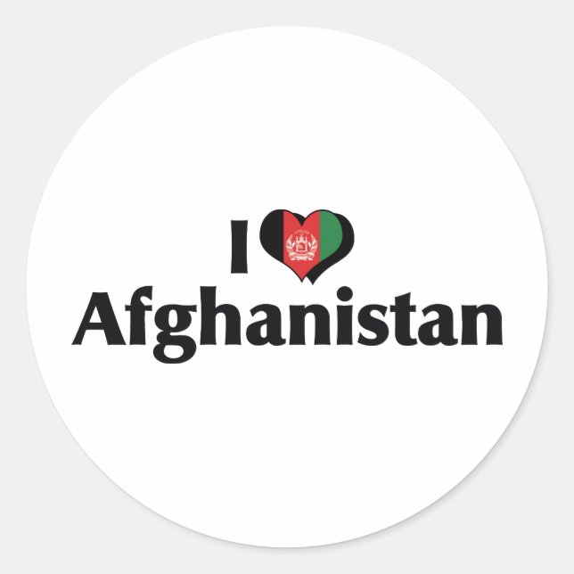 I Love Afghanistan Flag Classic Round Sticker (Front)