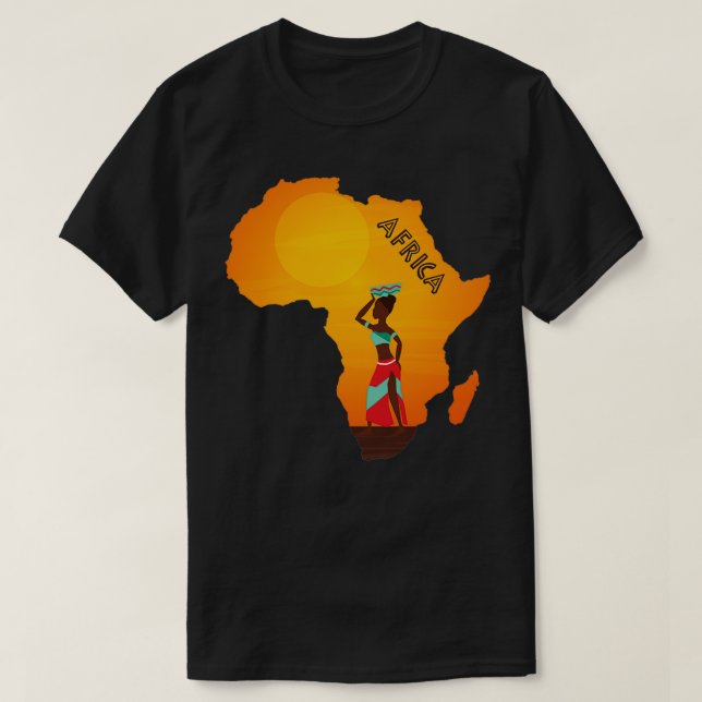 I Love Africa African Woman Map Africa Pride T-Shirt (Design Front)