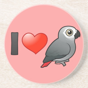 I Love Africa Greys Coaster