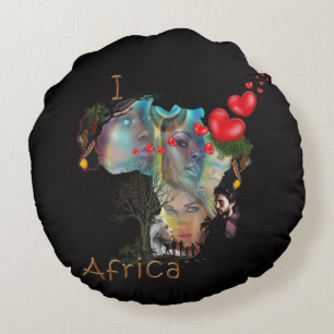 I love Africa Round Cushion