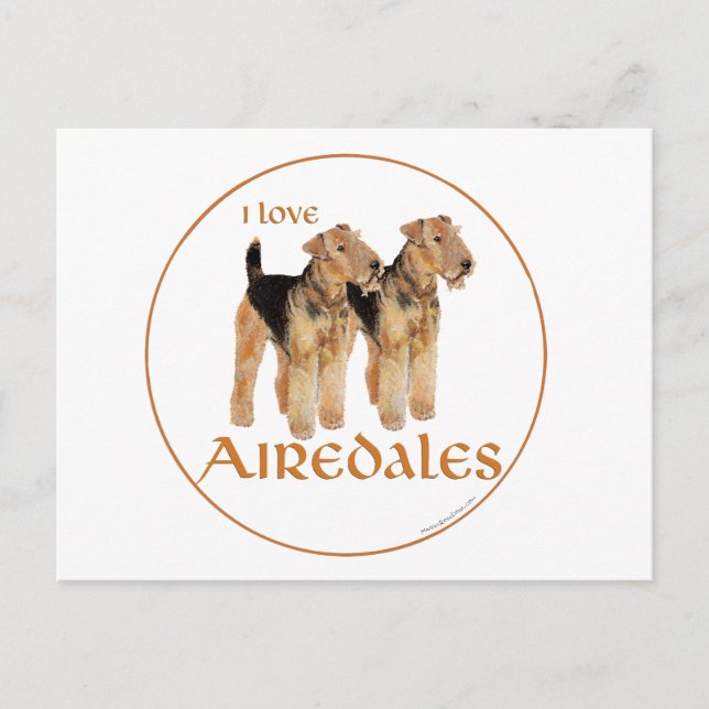 I Love Airedales Postcard (Front)
