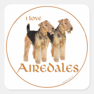 I Love Airedales Square Sticker