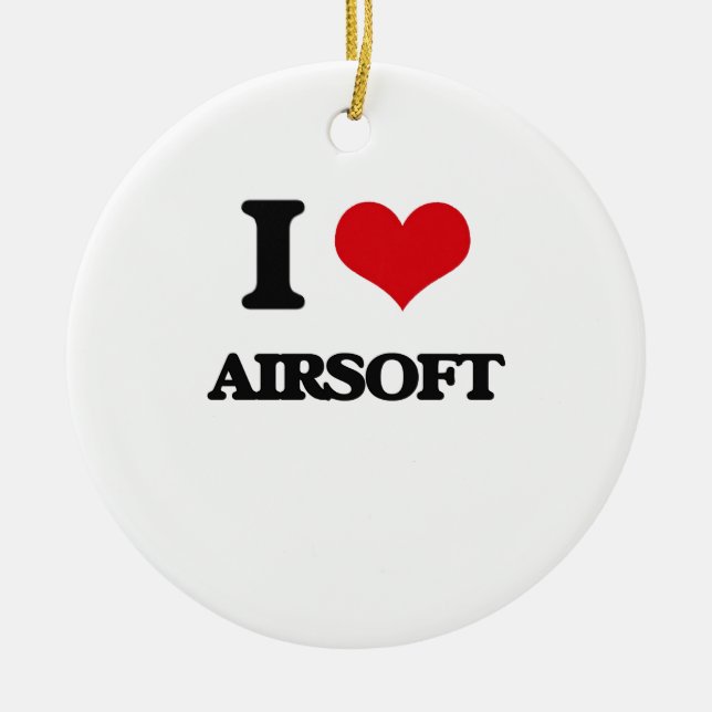 I Love Airsoft Ceramic Tree Decoration (Front)