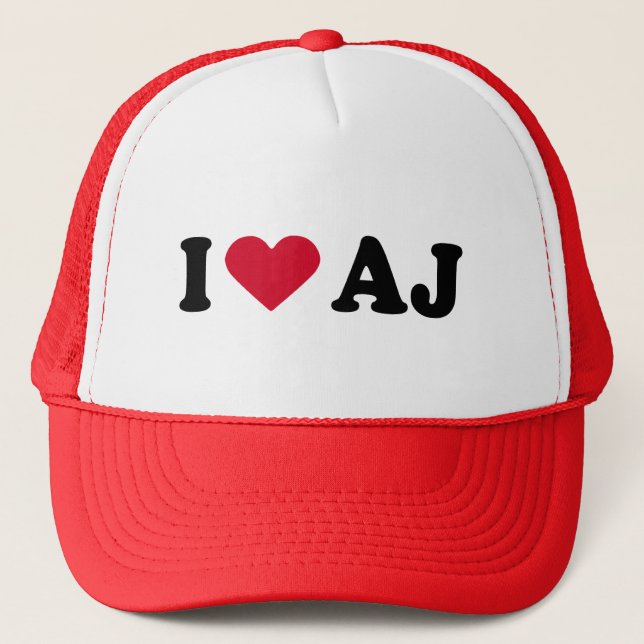 I LOVE AJ TRUCKER HAT (Front)