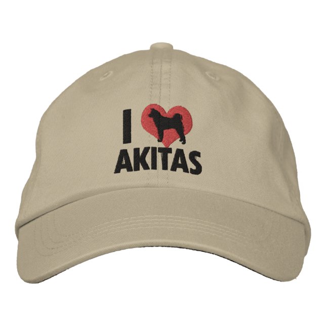 I Love Akitas Embroidered Hat (Front)